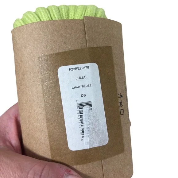 Mara Hoffman Knit Scarf Beanie Gloves Set Chartreuse Neon Green Wool NEW $400 - Picture 7 of 9